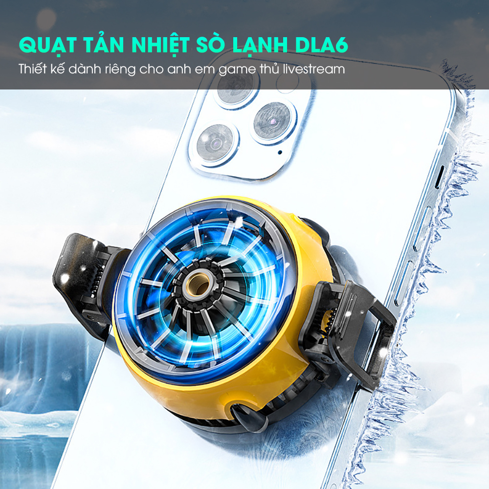 Quạt tản nhiệt điện thoại sò lạnh MEMO DLA6 làm mát siêu mạnh led gaming cho game thủ livestream chơi Liên Quân PUBG FF