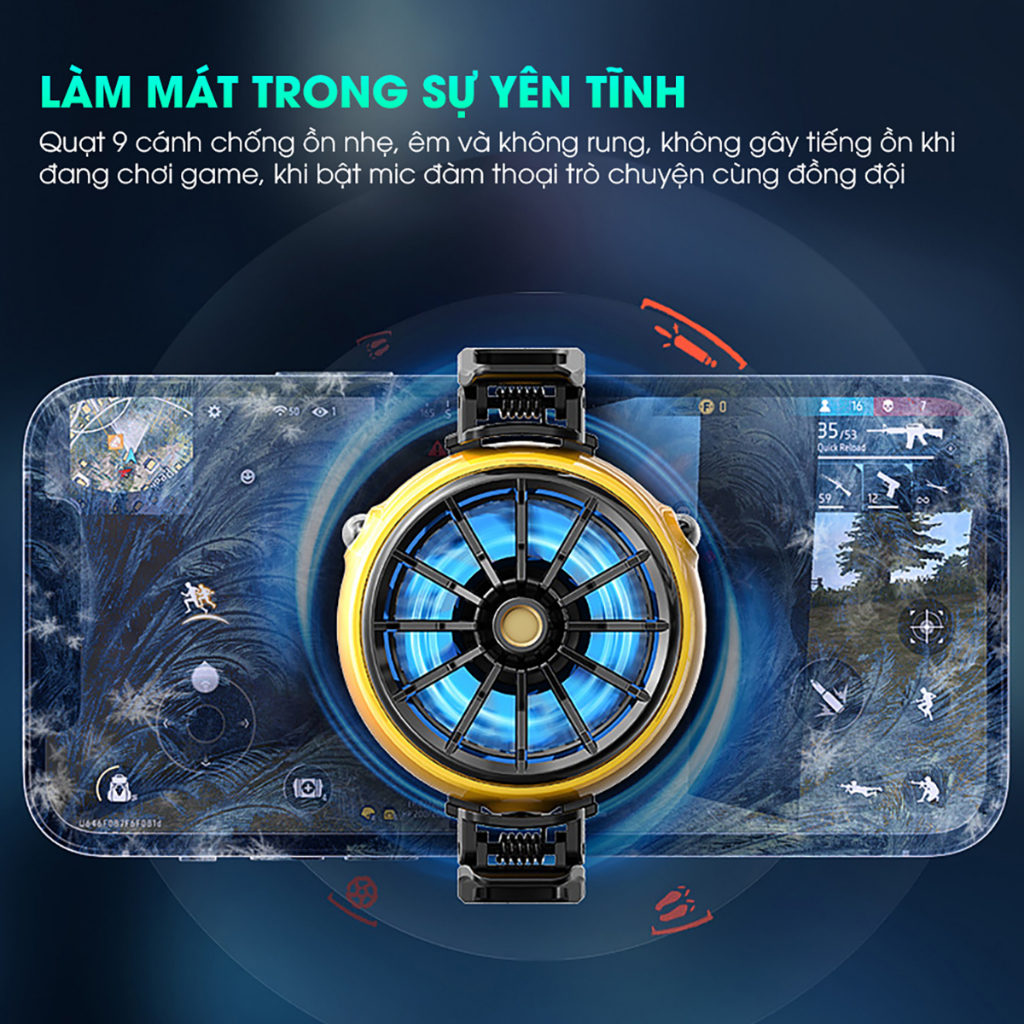 Quạt tản nhiệt điện thoại sò lạnh MEMO DLA6 làm mát siêu mạnh led gaming cho game thủ livestream chơi Liên Quân PUBG FF