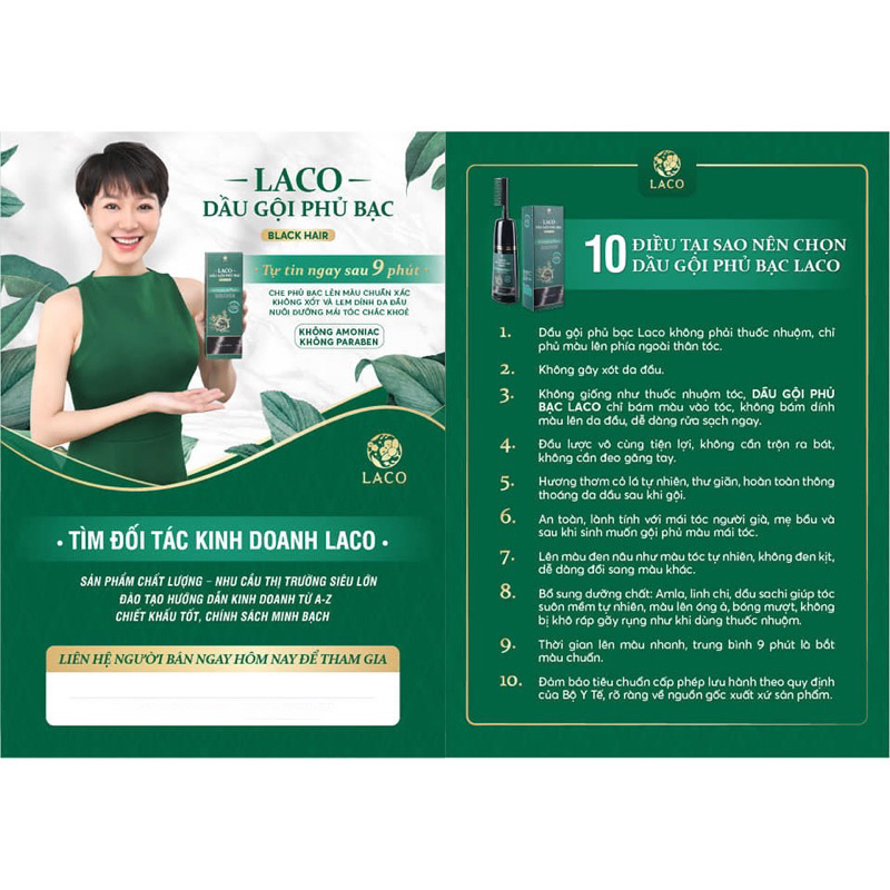 Dầu gội Phủ Bạc LACO BLACK HAIR 200ml- giúp tóc đen tự tin sau 9 phút