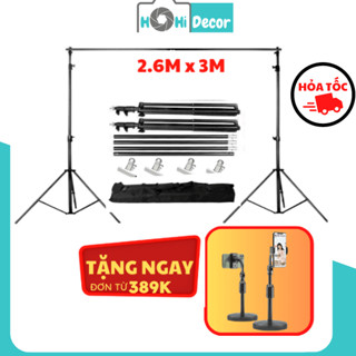 Khung Treo Phông Nền Chụp Ảnh Chữ U Quay Phim Di Động, Giá Treo Phông Studio, Livestream 2m, 2.6, 3m - HoHi Decor