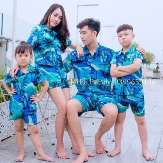 ĐỒ BỘ CÂY DỪA XANH ĐI BIỂN CHO NHÓM GIA ĐÌNHĐỦ SIZE NAM NỮ CHẤT VẢI MỀM MỊN