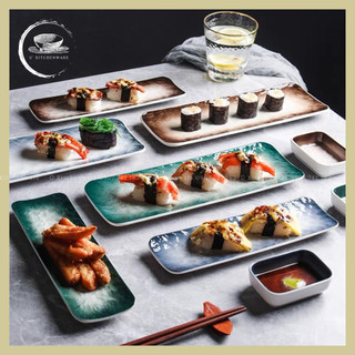 Dĩa sushi chữ nhật gốm sứ ú kitchenware