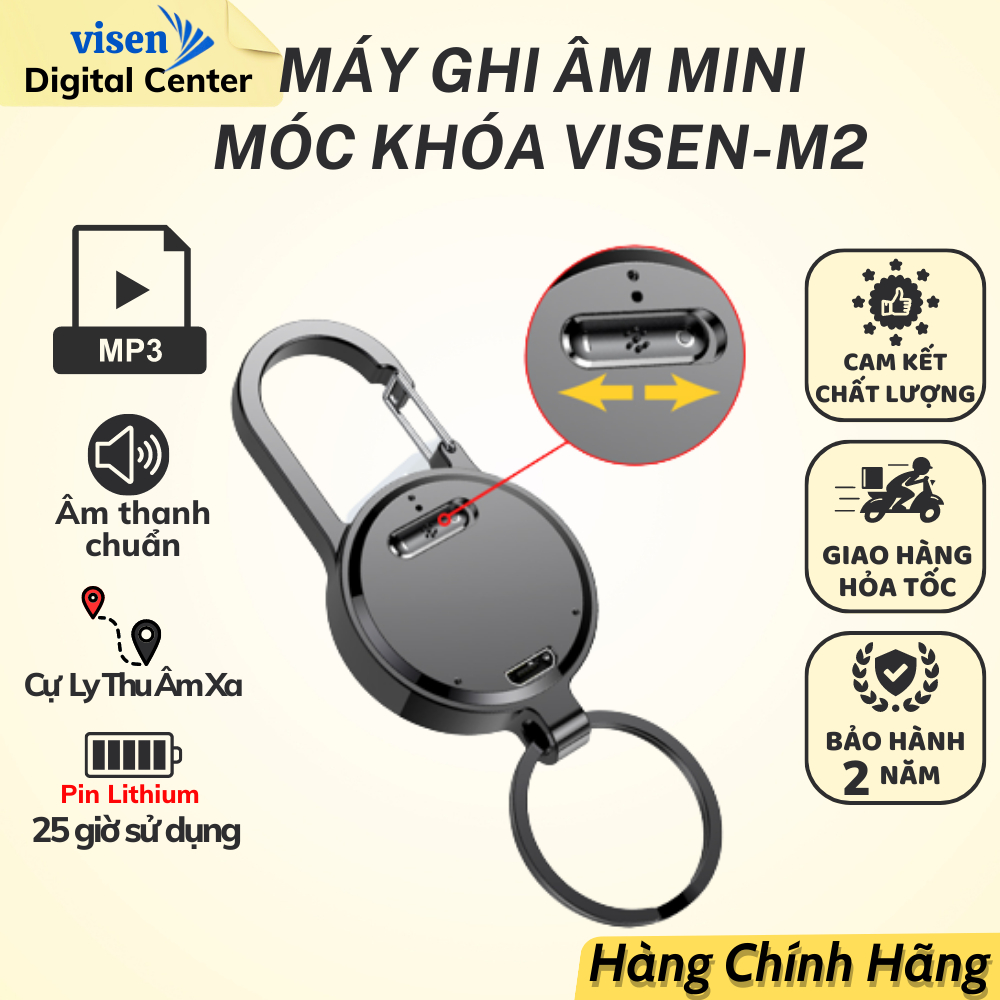 Máy ghi âm mini VISEN M2 ,ghi âm 25 giờ liên tục ,thiết kế nhỏ gọn lọc âm thanh tốt