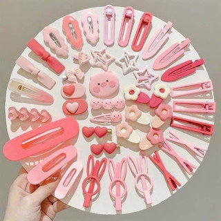 Set 19 món cặp tóc mái màu hồng ngọt ngào dễ thương cho bạn gái