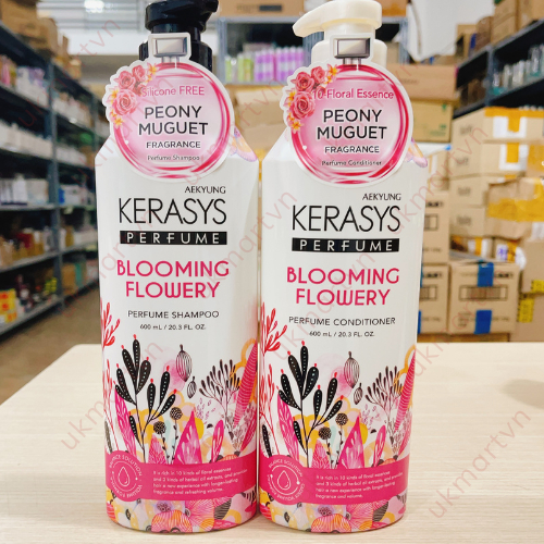Dầu gội Dầu xả Nước Hoa Cho Tóc Khô Xơ, Chẻ Ngọn Kerasys 600ml Perfume Blooming & Flowery Rinse