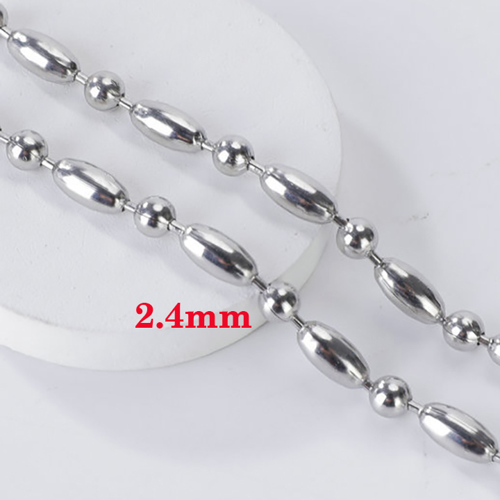 Dây chuyền inox kiểu hạt gạo 2.4ly sáng đẹp, không đen, hợp thời trang