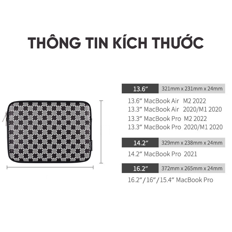 Túi chống sốc macbook cao cấp GB-CS17 Chất liệu da PU chuống nước, phong cách công sở sang trọng