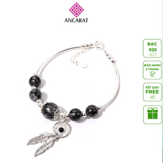 Vòng tay đá thạch anh tóc đen phối chuông gió - Ancarat