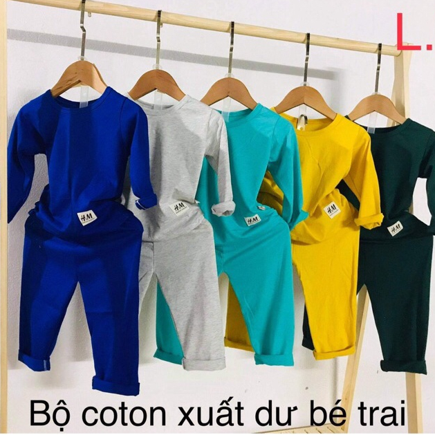 Bộ quần áo dài tay thu đông cho bé trai, bé gái chất cotton thấm hút mồ hôi size 5-18kg hàng đẹp
