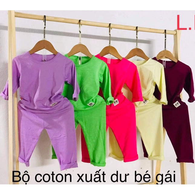 Bộ quần áo dài tay thu đông cho bé trai, bé gái chất cotton thấm hút mồ hôi size 5-18kg hàng đẹp
