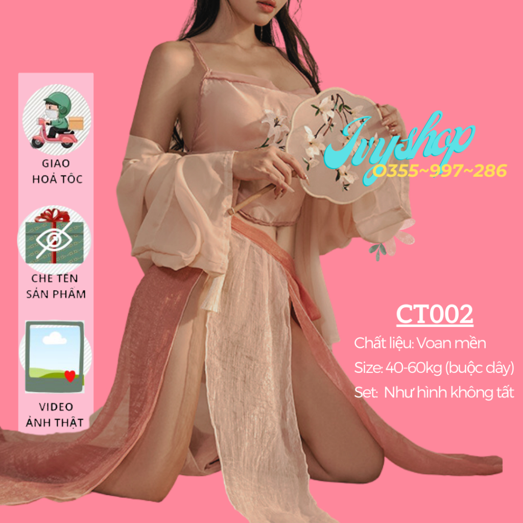 Váy Ngủ Nữ Cao Cấp Cosplay Cổ Trang Xẻ Tà Gợi Cảm Đâm Ngủ Sexy Tân Nương 2 - CT002 - Ivyshop