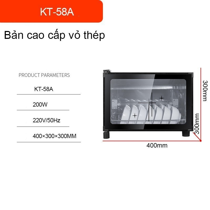 Máy sấy bát đĩa 2 tầng KS - 980A - 98 lít, khử khuẩn bằng tia hồng ngoại và ozone, Tủ sấy bát gia đình - BH 12 tháng