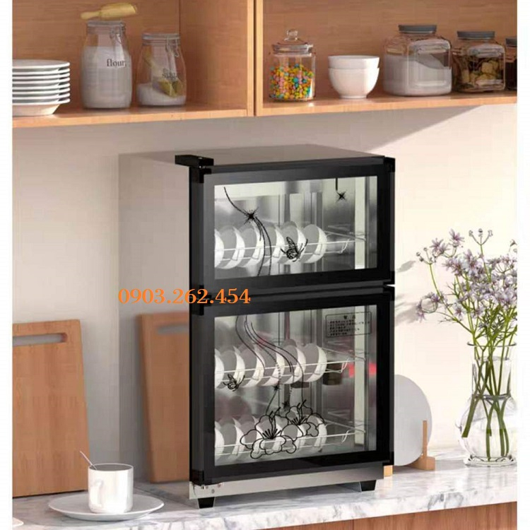 Máy sấy bát đĩa 2 tầng KS - 980A - 98 lít, khử khuẩn bằng tia hồng ngoại và ozone, Tủ sấy bát gia đình - BH 12 tháng