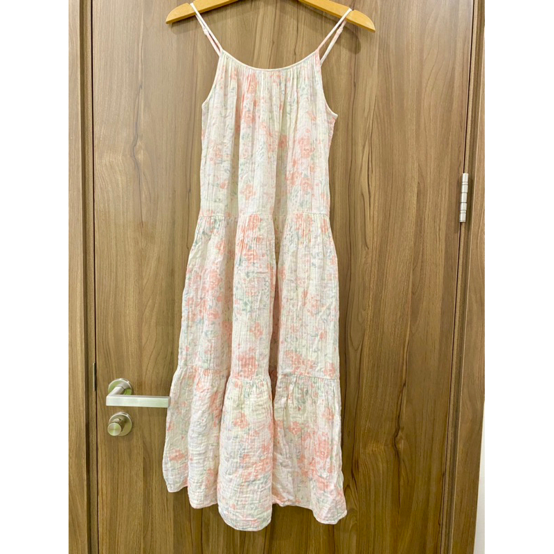 Thanh lý pass váy maxi yếm muslin HM auth chính hãng new 95% size S