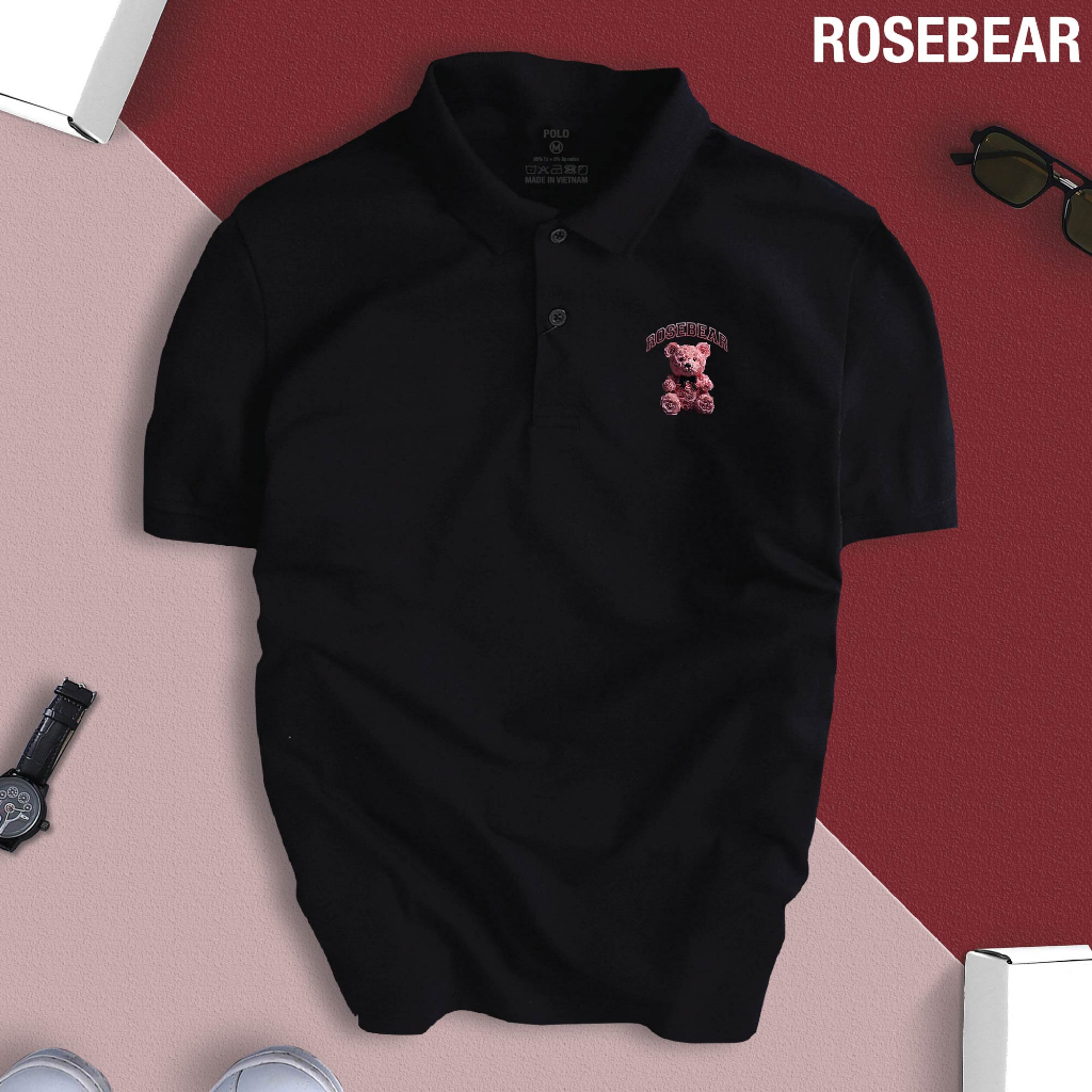 Áo thun POLO nam nữ Unisex ROSE BEAR thiết kế CUTE dễ thương, chất liệu CVC cá sấu cao cấp, chuẩn form
