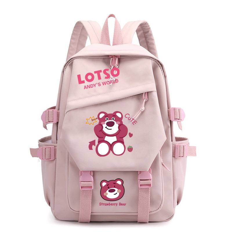 Balo hình gấu dâu Losto cute, balo chống thấm nước, dành cho học sinh cấp 2 cấp 3