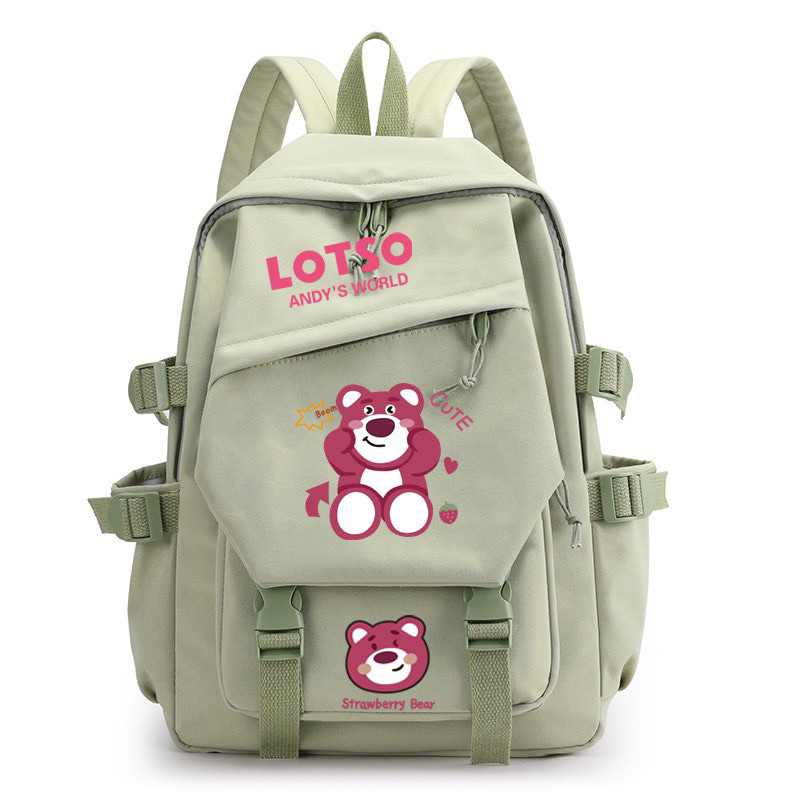Balo hình gấu dâu Losto cute, balo chống thấm nước, dành cho học sinh cấp 2 cấp 3