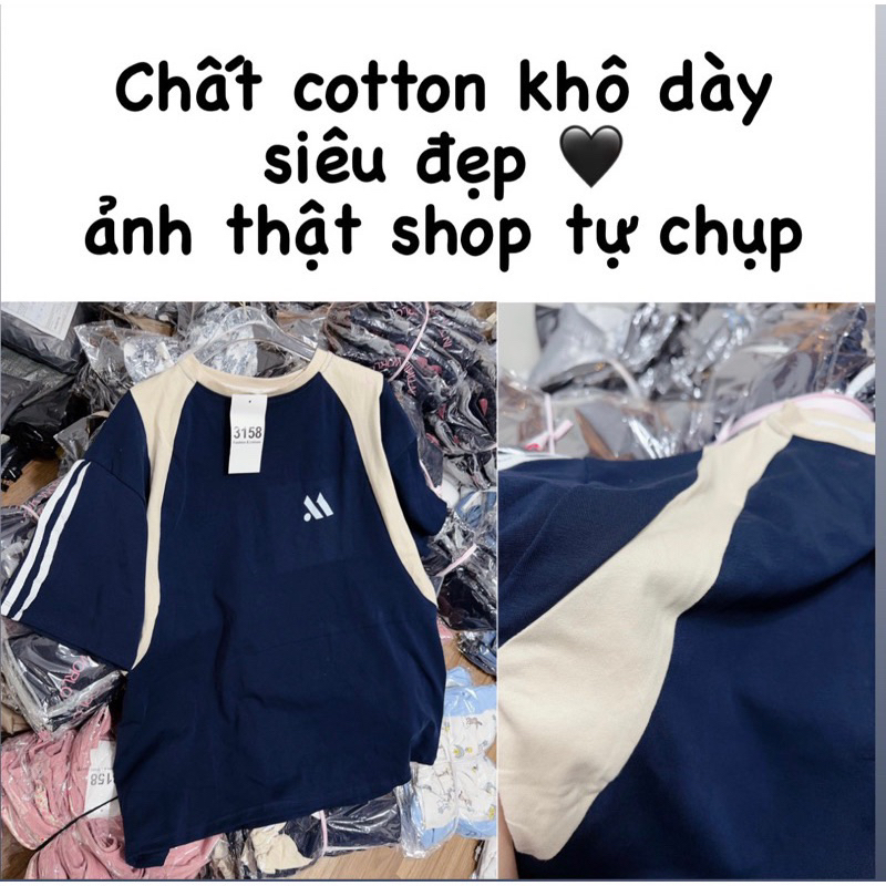 Áo baby tee phối hông tay lỡ phong cách thể thao chất cotton siêu mát