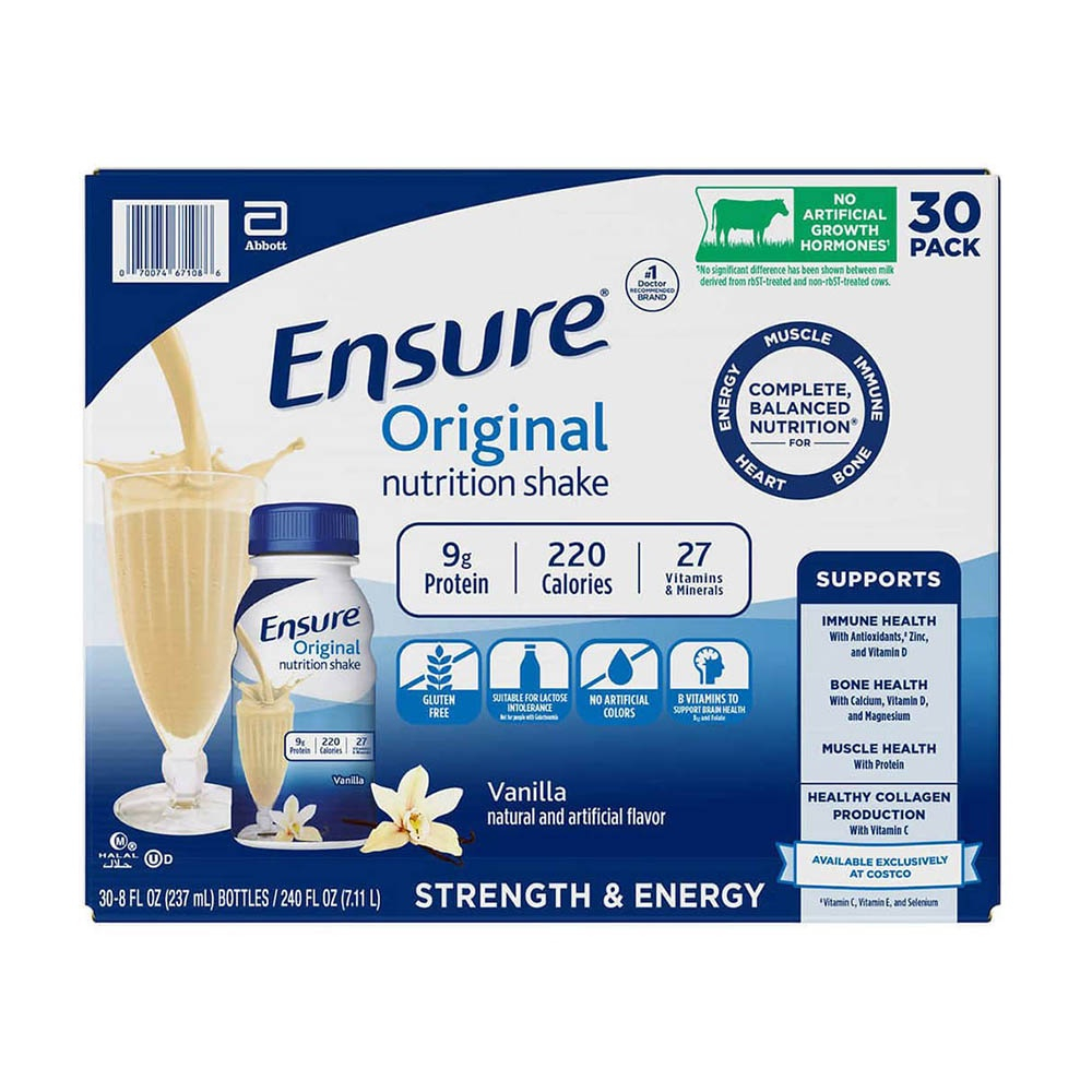 Sữa Ensure nước hương Vani Ensure Original Vanilla 237ml Thùng 30 chai - Mỹ