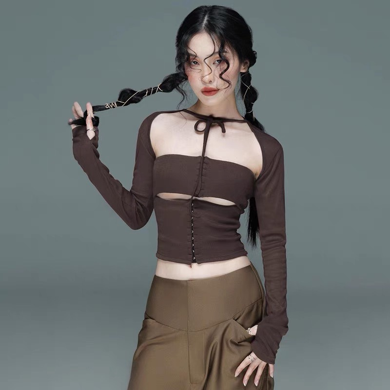 Áo nâu gài nhiều