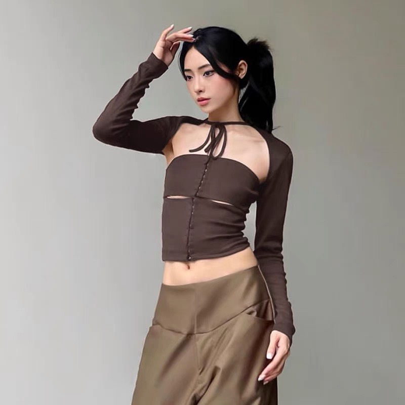 Áo nâu gài nhiều