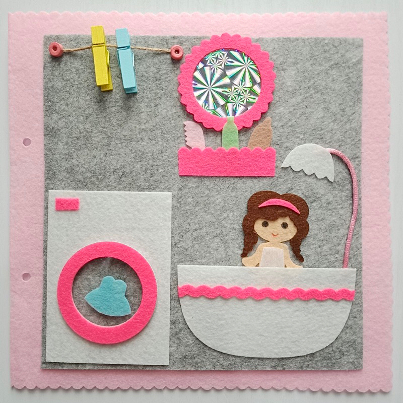 Đồ chơi Sách vải Nhà búp bê 7 Trang  giá rẻ - Sách vải handmade - Doll House quiet book