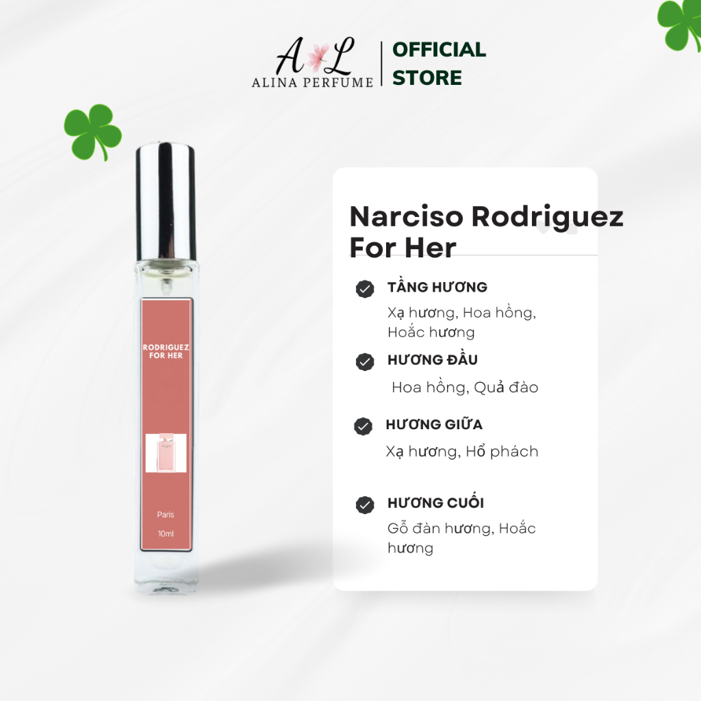 Nước Hoa Chiết Alina Perfume Narciso Rodriguez For Her Chính Hãng 10ml Tiểu thư, Quyến rũ, Kiêu kỳ