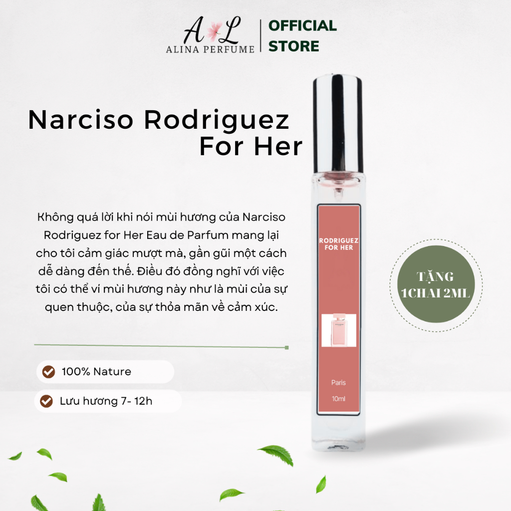 Nước Hoa Chiết Alina Perfume Narciso Rodriguez For Her Chính Hãng 10ml Tiểu thư, Quyến rũ, Kiêu kỳ