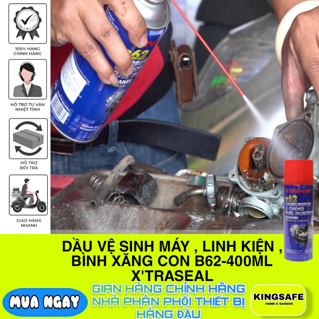 DẦU VỆ SINH MÁY , LINH KIỆN , BÌNH XĂNG CON CAO CẤP B62-400ML X'TRASEAL MALAYSIA CHẤT LƯỢNG CAO, CHÍNH HÃNG