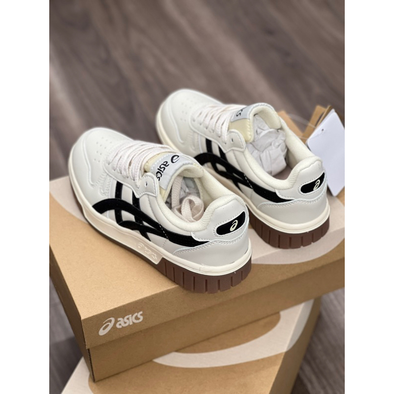 GIÀY ASIC’s kem nâu đen mẫu mới nam nữ, Giày asics kem đen đế nâu cao cấp, giày asic court mz az