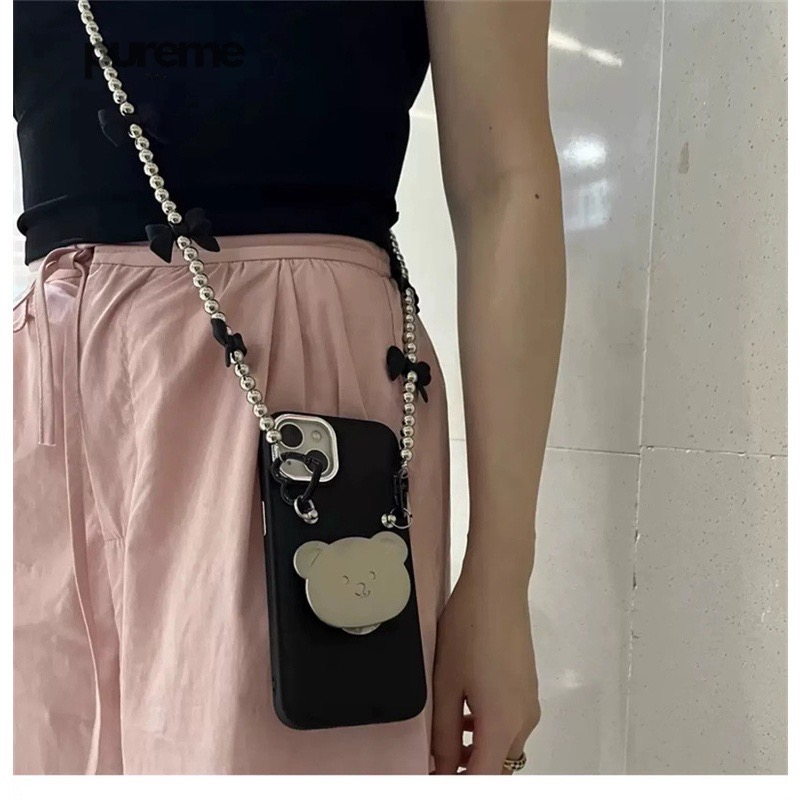 Ốp gấu kèm iring gấu và dây đeo siêu xinh cho iphone