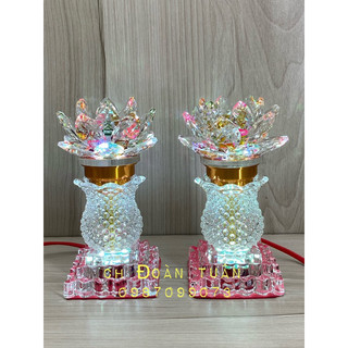 Cặp đèn thờ hoa sen pha Lê thân kiểu dáng bình hoa - pha lê 15