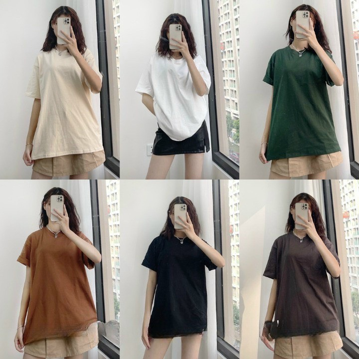 Áo thun nam nữ tay lỡ mẫu "Trơn" form rộng cotton khô 3158