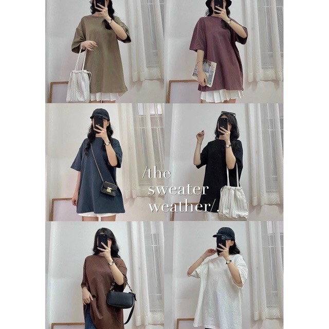 Áo thun nam nữ tay lỡ mẫu "Trơn" form rộng cotton khô 3158