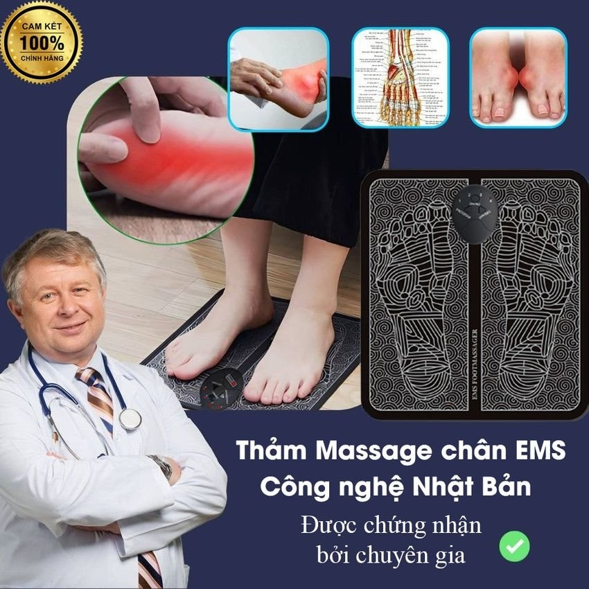 Máy Massage chân xung điện EMS 8 chế độ hỗ trợ  đau mỏi, Giúp Lưu Thông khí Huyết, thư giãn châm cứu bàn chân