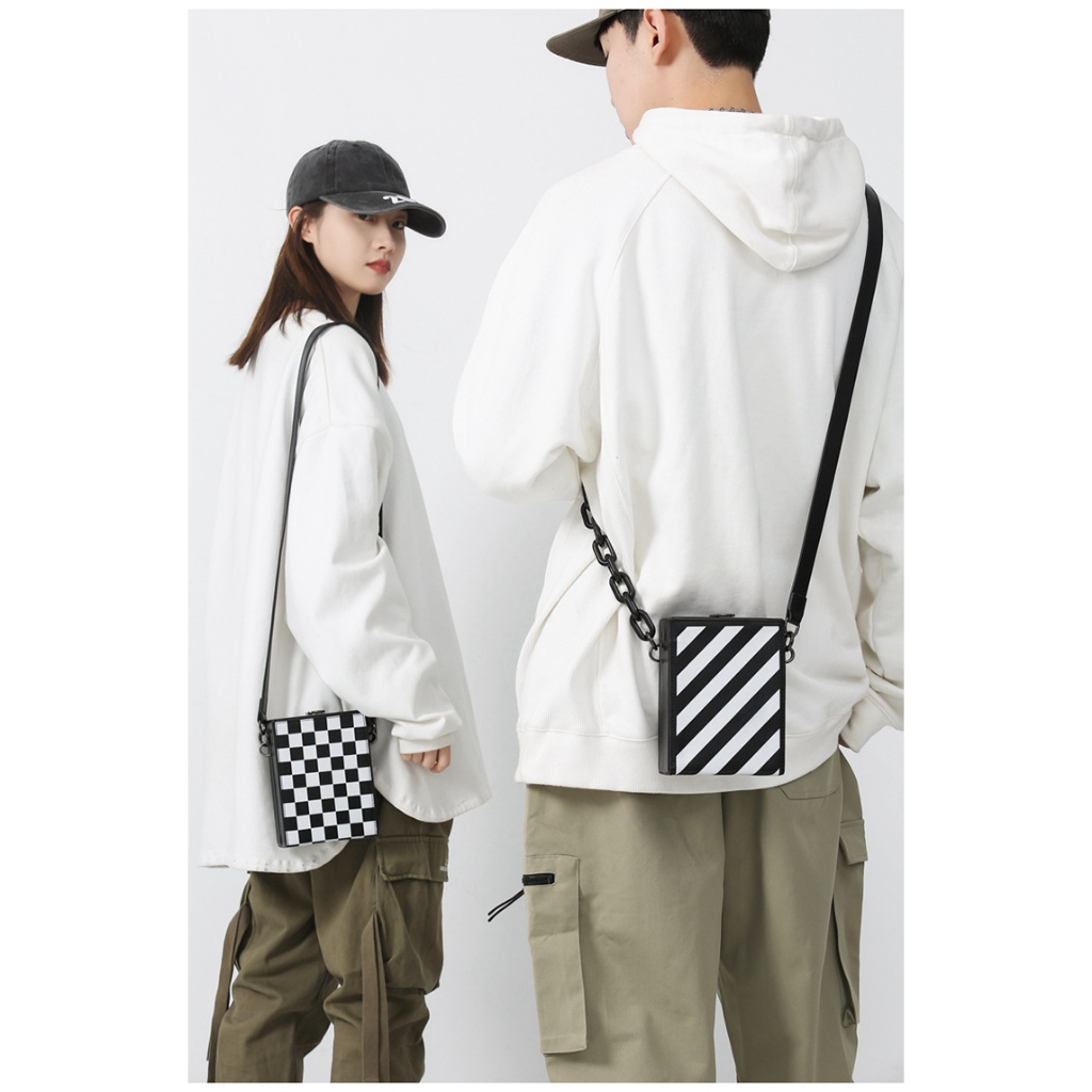 Túi hộp khóa dọc Off white kèm xích thời trang