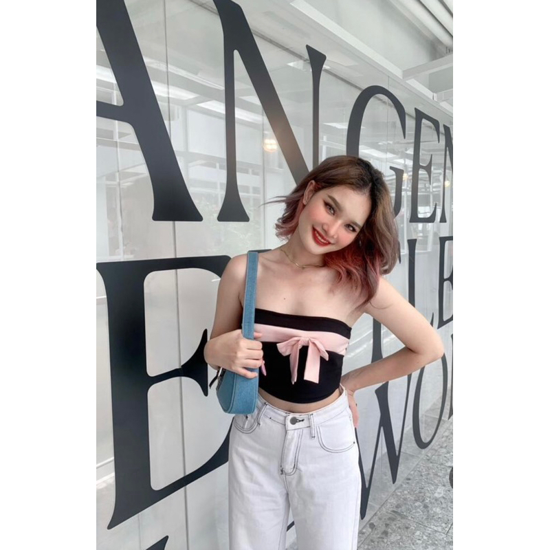 Áo ống croptop dây nơ quấn ngực - 4 màu  - CÓ SẴN