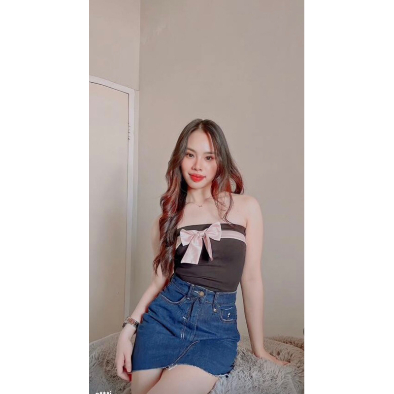 Áo ống croptop dây nơ quấn ngực - 4 màu  - CÓ SẴN