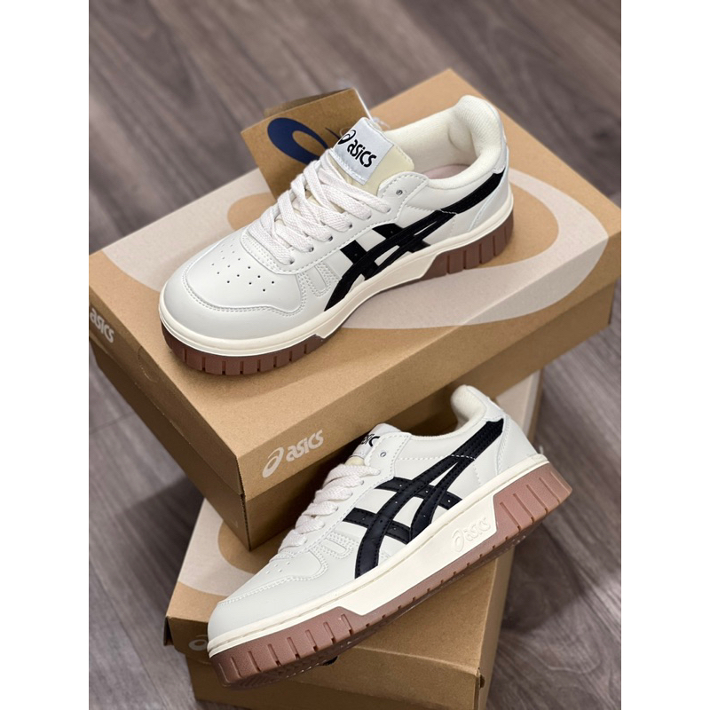 GIÀY ASIC’s kem nâu đen mẫu mới nam nữ, Giày asics kem đen đế nâu cao cấp, giày asic court mz az