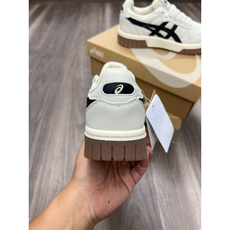 GIÀY ASIC’s kem nâu đen mẫu mới nam nữ, Giày asics kem đen đế nâu cao cấp, giày asic court mz az