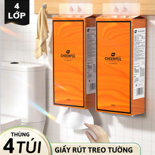 ( Tặng kèm 2 móc dính )Thùng 4 bịch giấy treo tường cheerful loại 1280 tờ hàng nội địa trung cao cấp