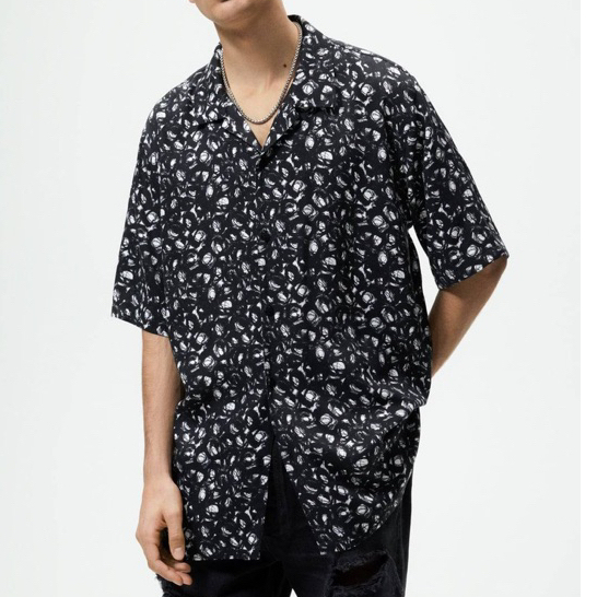 Áo sơ mi ngắn tay Zara authentic ABSTRACT PRINT size L