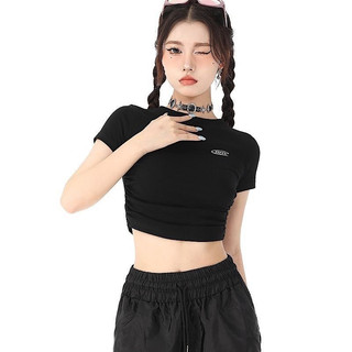 Áo thun croptop ngắn tay cổ tròn ôm dáng màu trơn BIPPL siêu xinh Áo babytee croptop 3 màu đen trắng xám