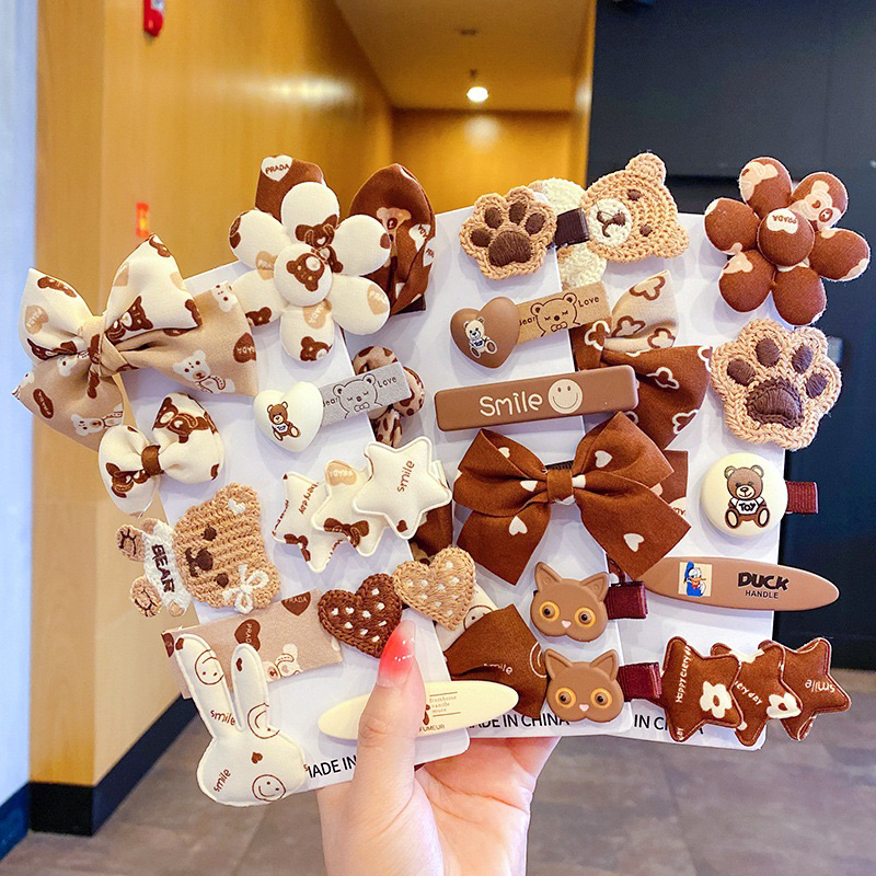 Set kẹp tóc hình gấu phong cách kẹo ngọt đáng yêu cho bé