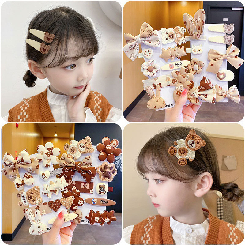 Set kẹp tóc hình gấu phong cách kẹo ngọt đáng yêu cho bé