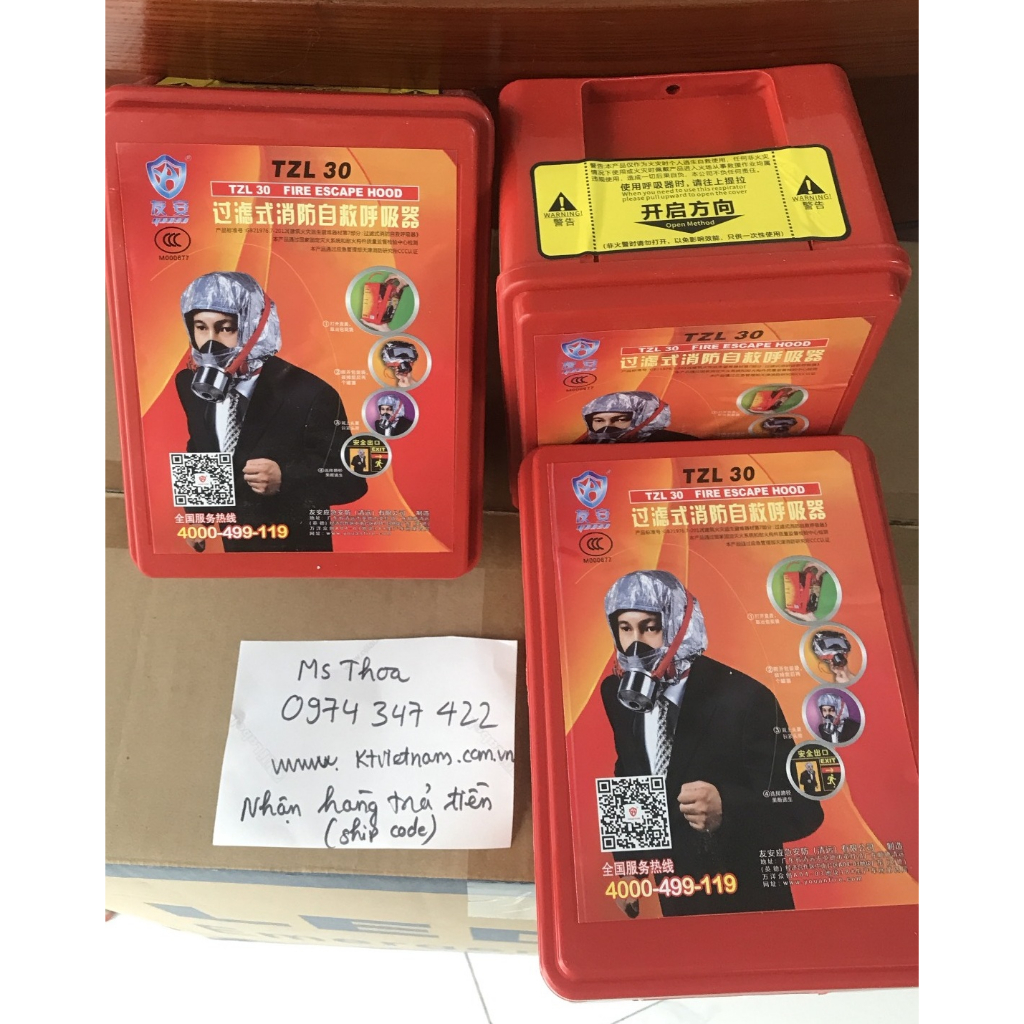 Mặt nạ phòng độc TZL30 giúp chống ngạt khói khi có đám cháy trong chung cư , tòa nhà cao tầng hoặc quán karaoke