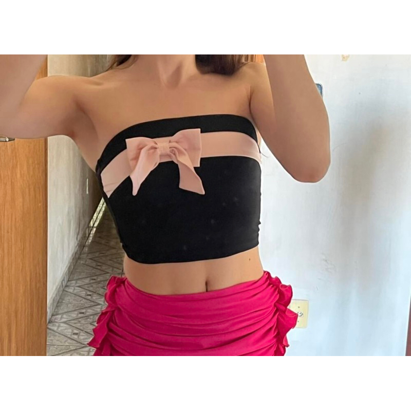 Áo ống croptop dây nơ quấn ngực - 4 màu  - CÓ SẴN