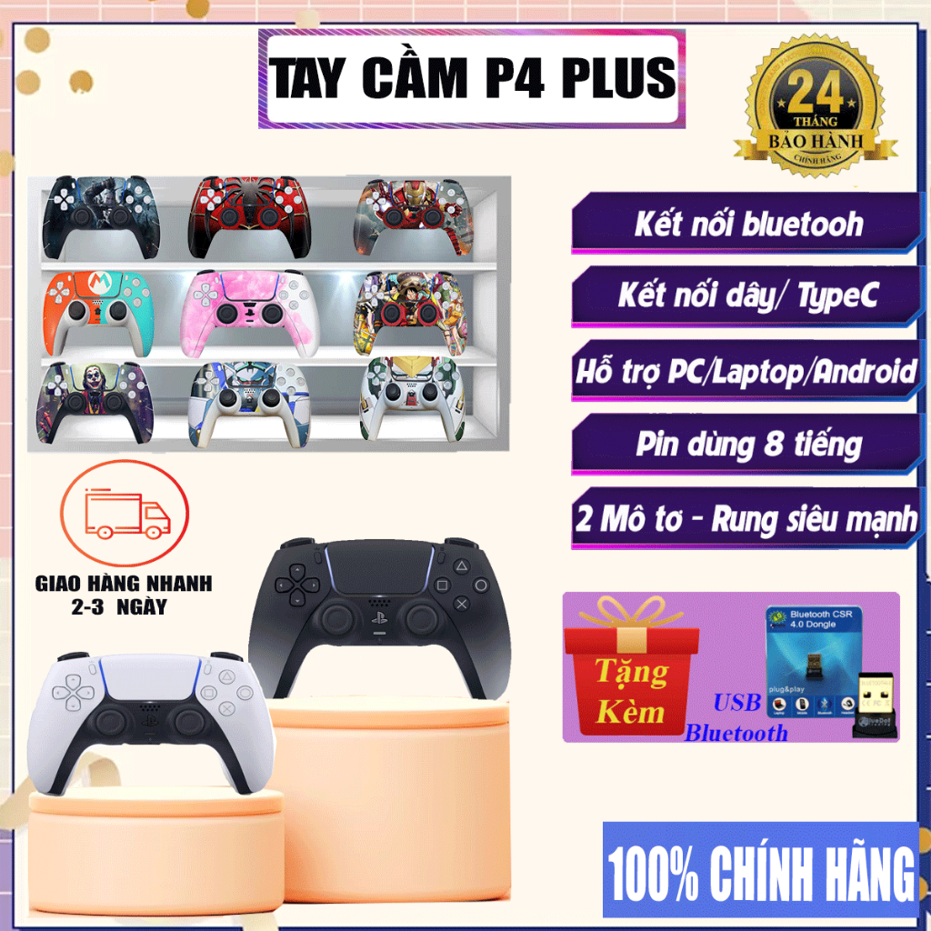 🎁Tặng USB bluetooth🎁 Tay cầm chơi game fifa online 4 P4 Plus, Tay cầm bluetooth PC/Smart Phone giá rẻ tốt nhất