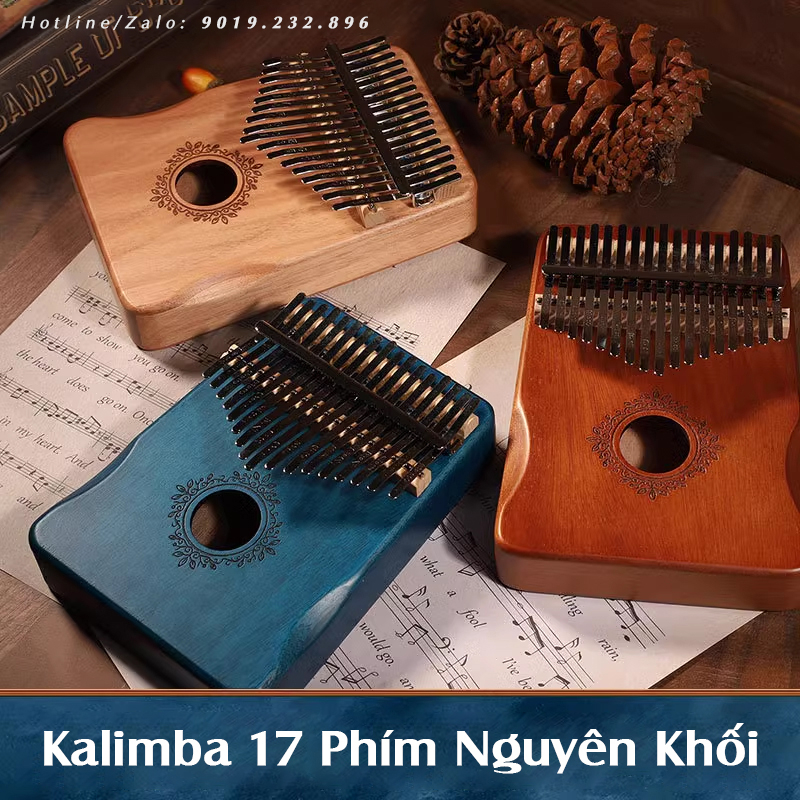 Đàn Kalimba 17 - 21 Phím Gỗ Mahogany Nguyên Khối Chất Lượng + Full phụ kiện