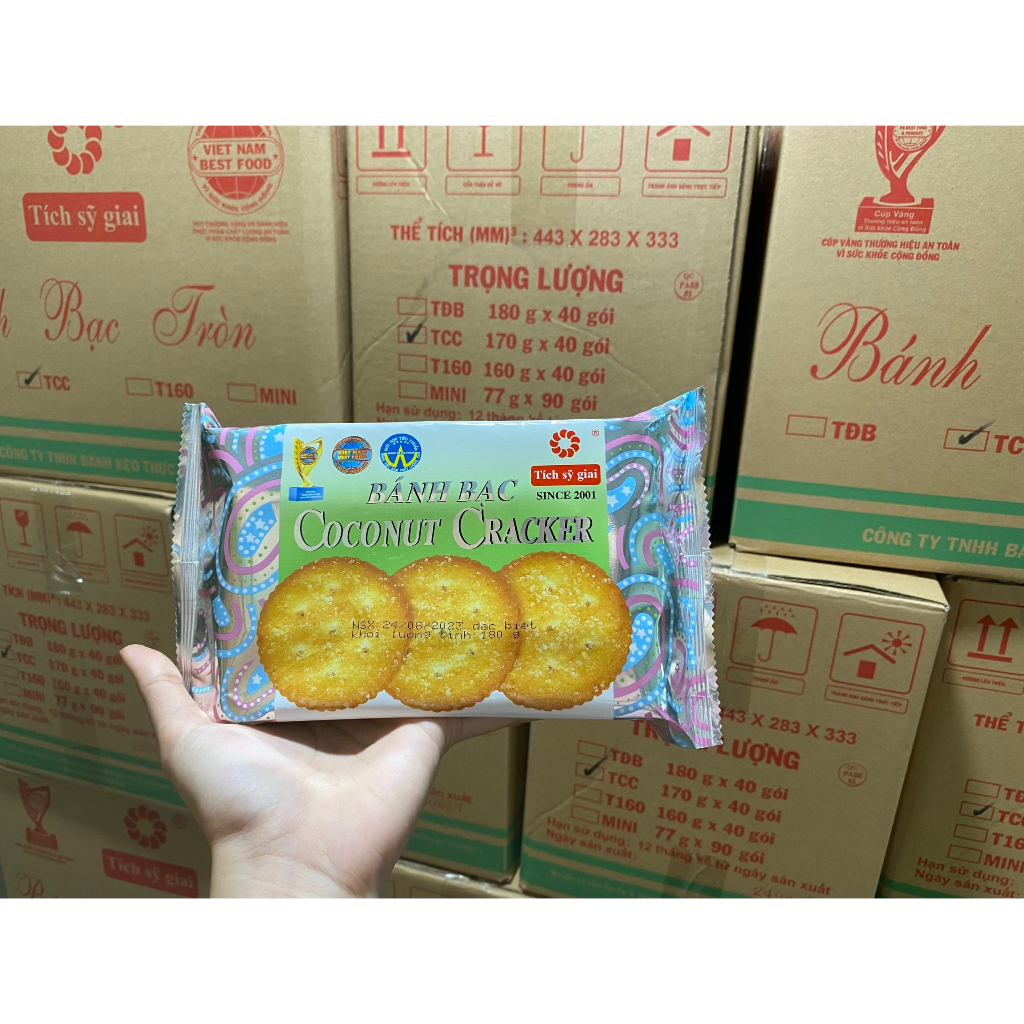 Bánh quy đường Coconut/ Bánh bạc tròn Tích Sỹ Giai 160gr/180gr